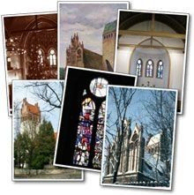 Postkarten von der Königin-Luise-Kirche mit Innen- und Außenfotos