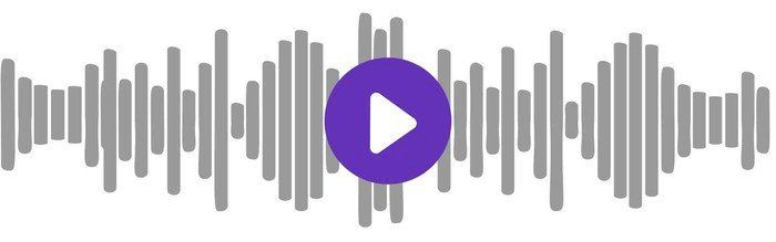 Grafik mit lila Play-Button auf Frequenz-Balken